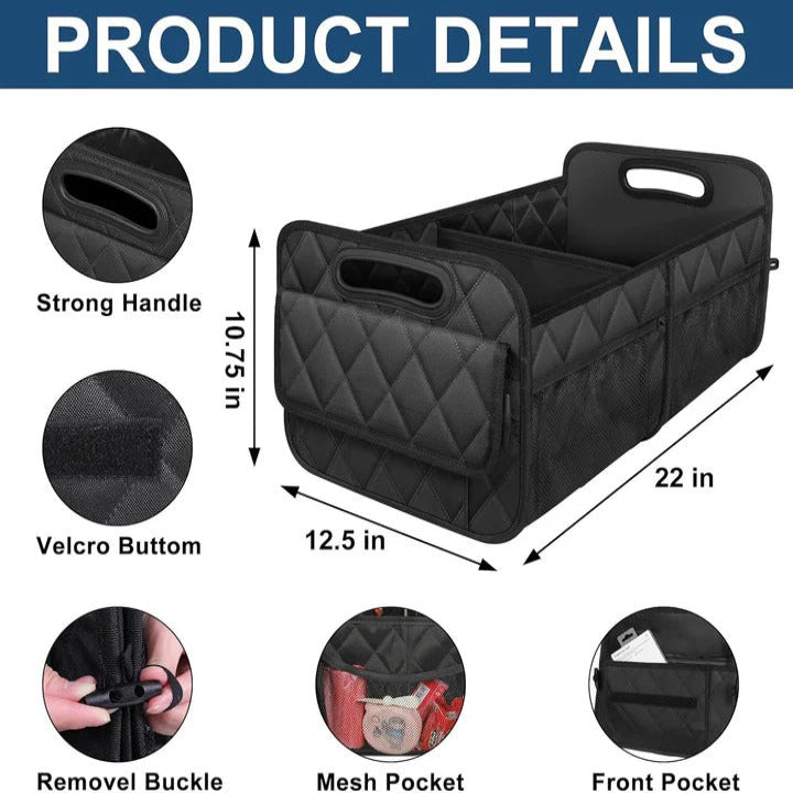 Trunk Storage Bag With Internal Subdividers And Hook And Loop Fasteners
