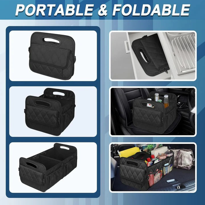 Trunk Storage Bag With Internal Subdividers And Hook And Loop Fasteners