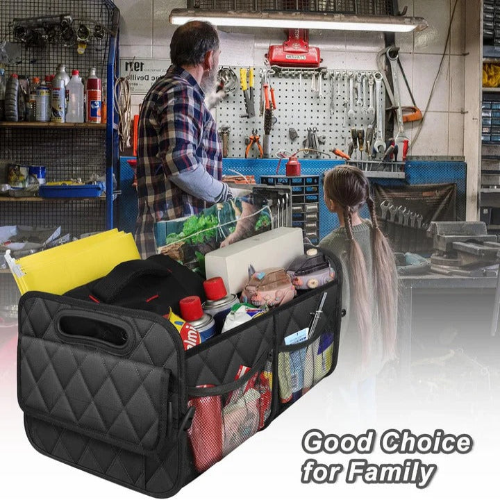 Trunk Storage Bag With Internal Subdividers And Hook And Loop Fasteners