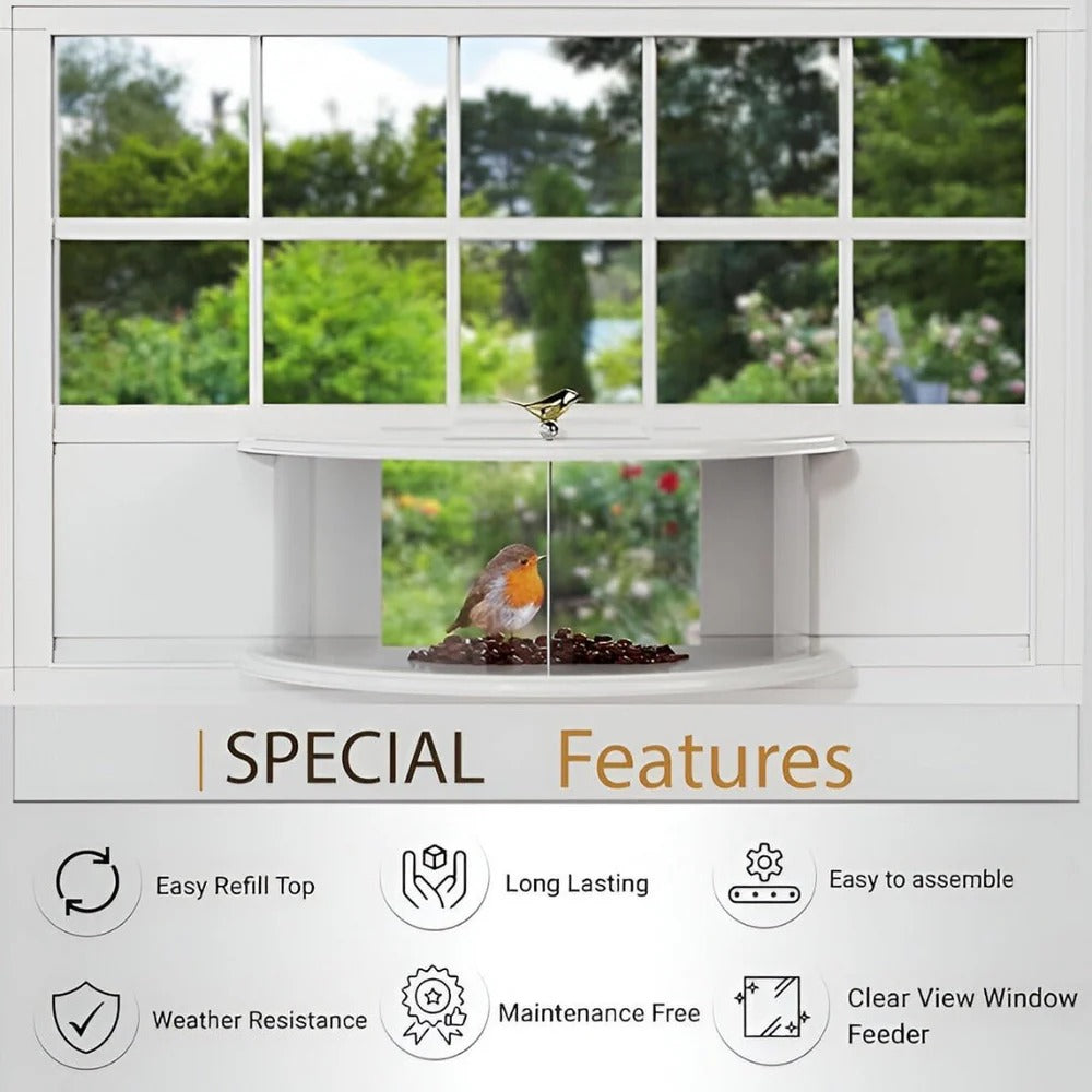 View Window Bird Feeder With Wide Angle Visibility