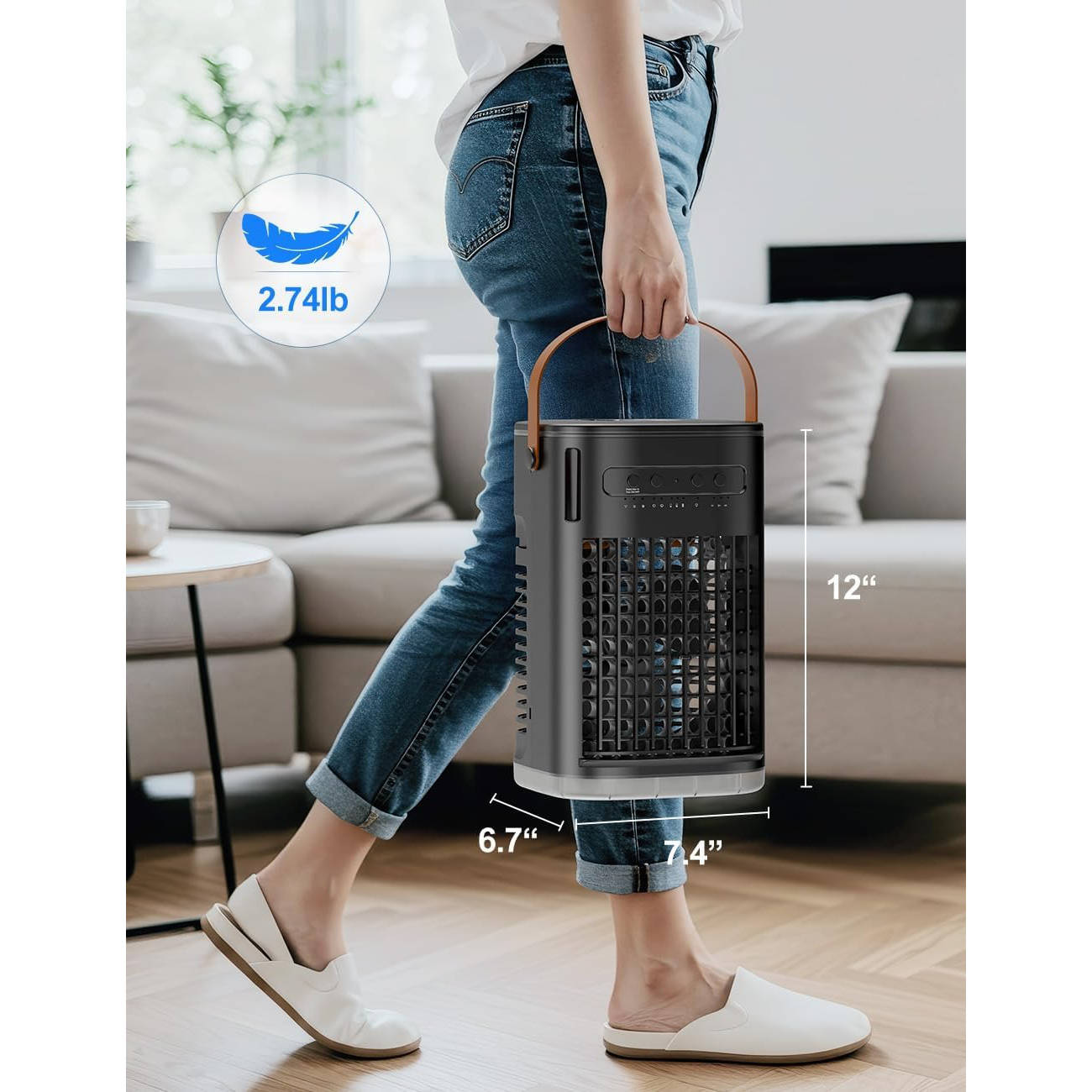 Portable Evaporative Air Cooler with 1.2L Water Tank and Remote