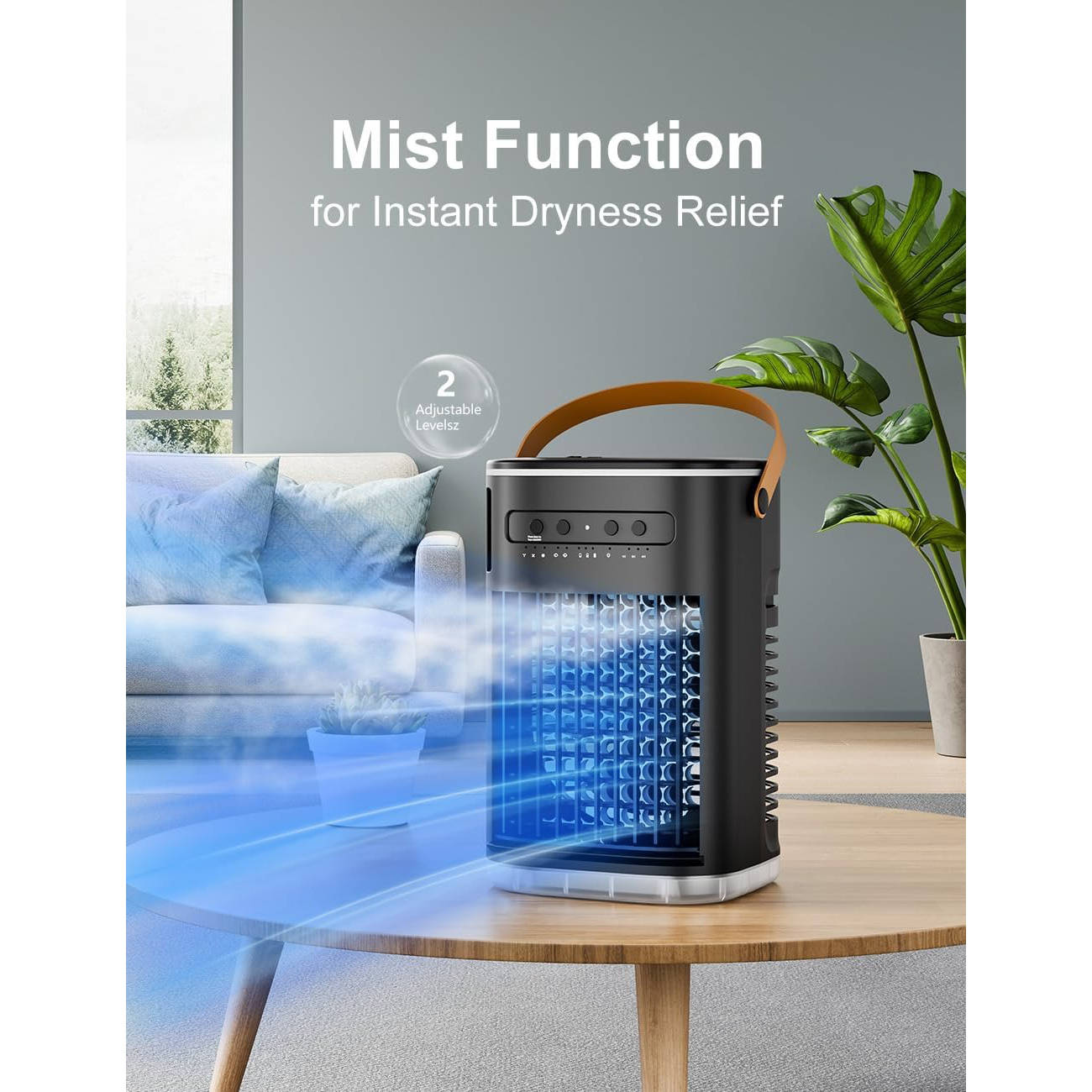 Portable Evaporative Air Cooler with 1.2L Water Tank and Remote