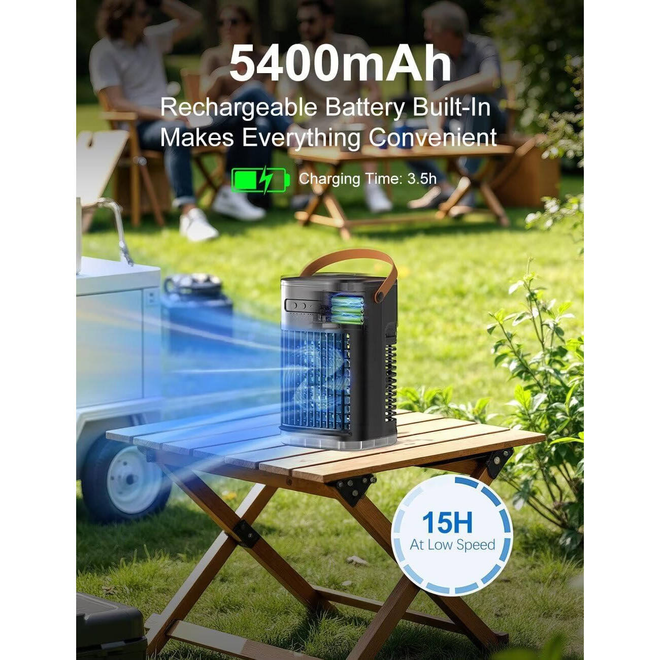 Portable Evaporative Air Cooler with 1.2L Water Tank and Remote