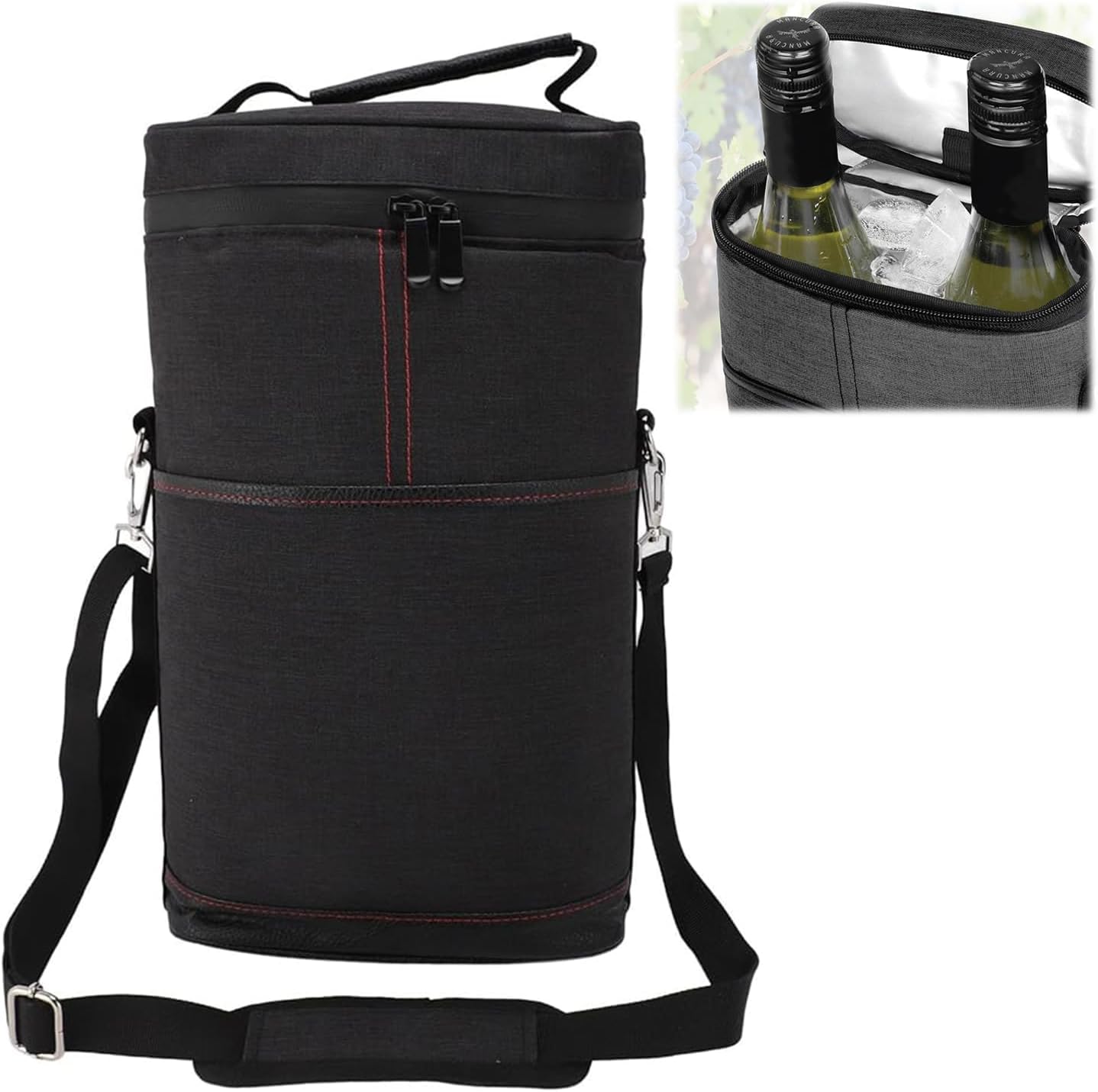 Insulated 2-Bottle Wine Cooler Tote