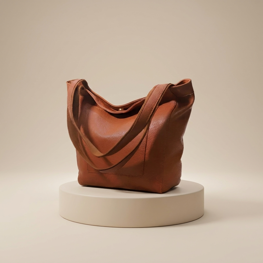 Large Tan Leather Tote Bag for Women – Spacious Shoulder Handbag