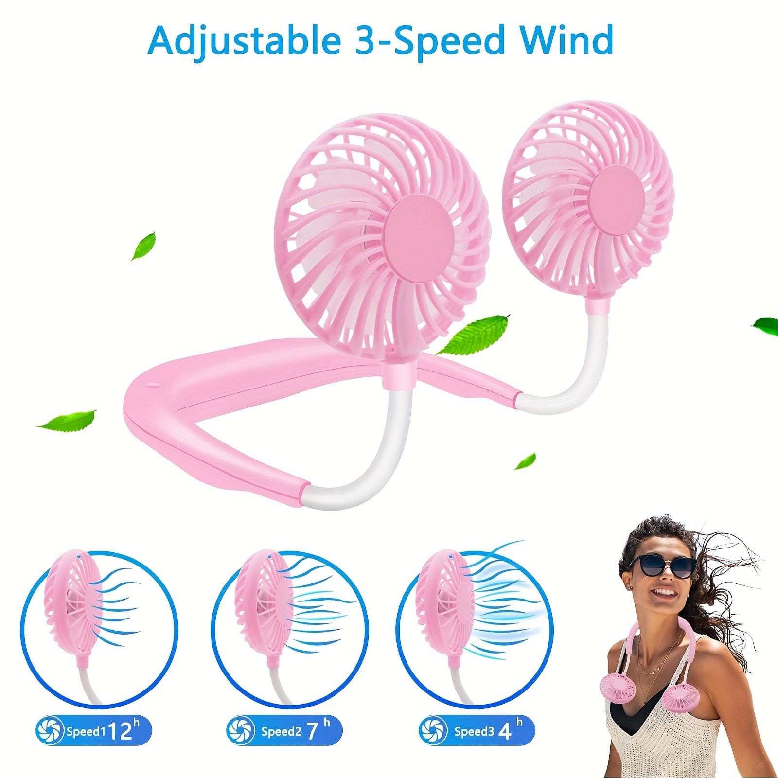 360-Degree Adjustable USB Rechargeable Neck Fan
