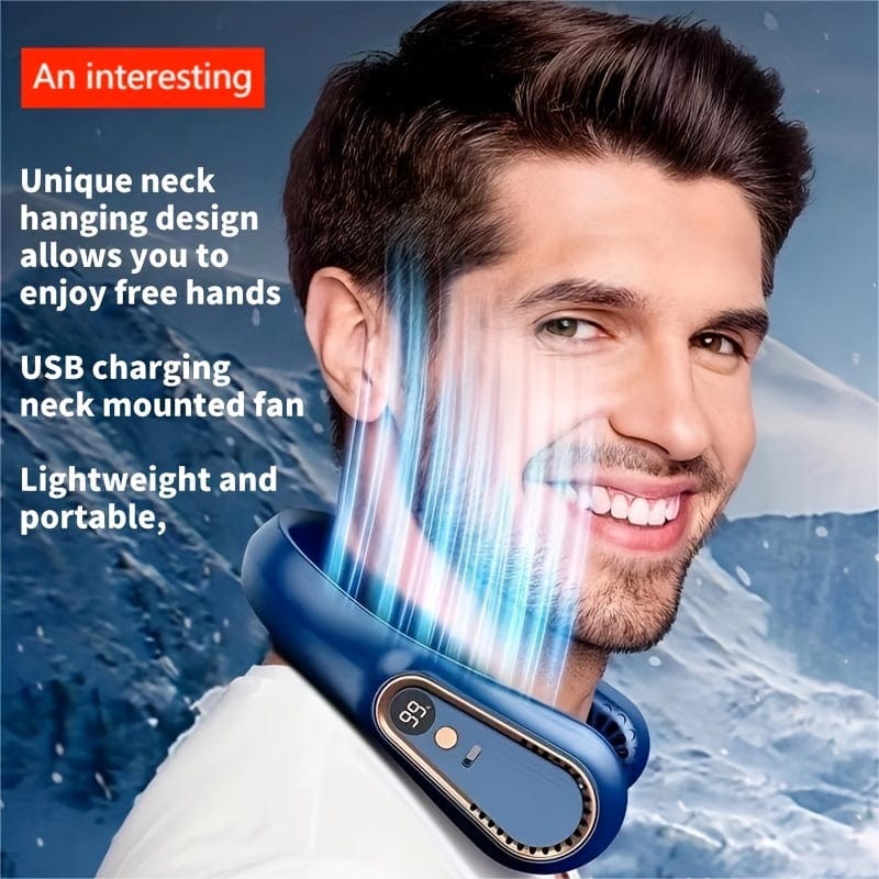 Five-Speed Bladeless Neck Fan with Digital Display