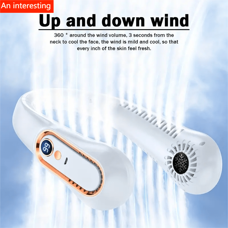 Five-Speed Bladeless Neck Fan with Digital Display
