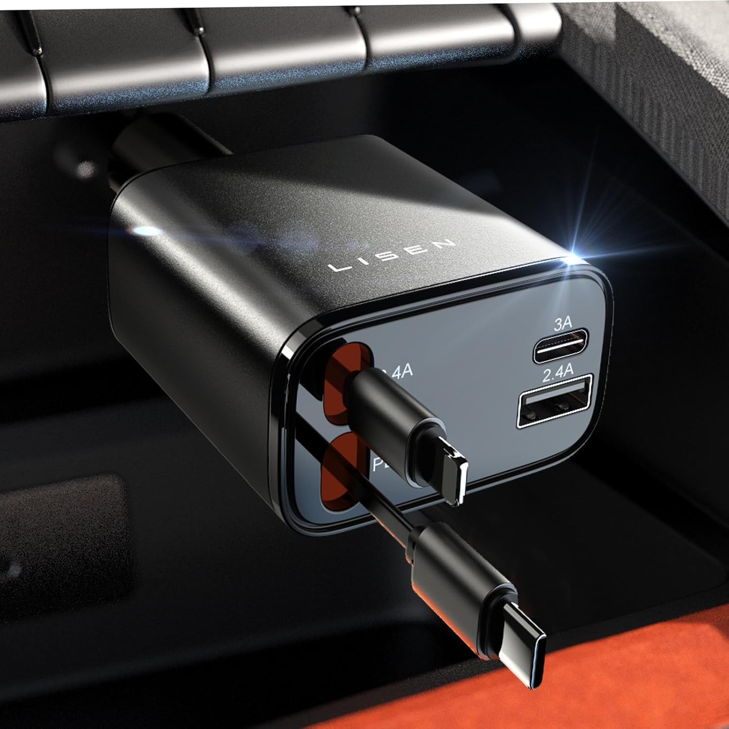 Retractable 69W USB-C Car Charger