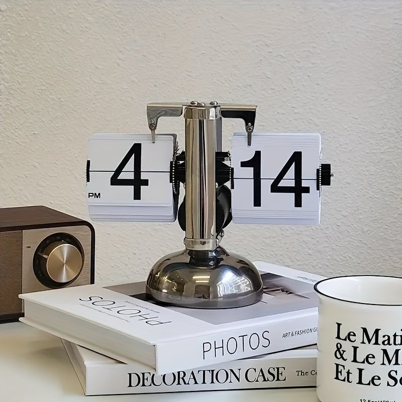 Retro Flip Clock With Steel Accent
