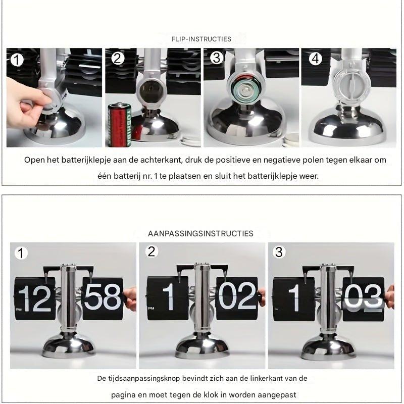 Retro Flip Clock With Steel Accent