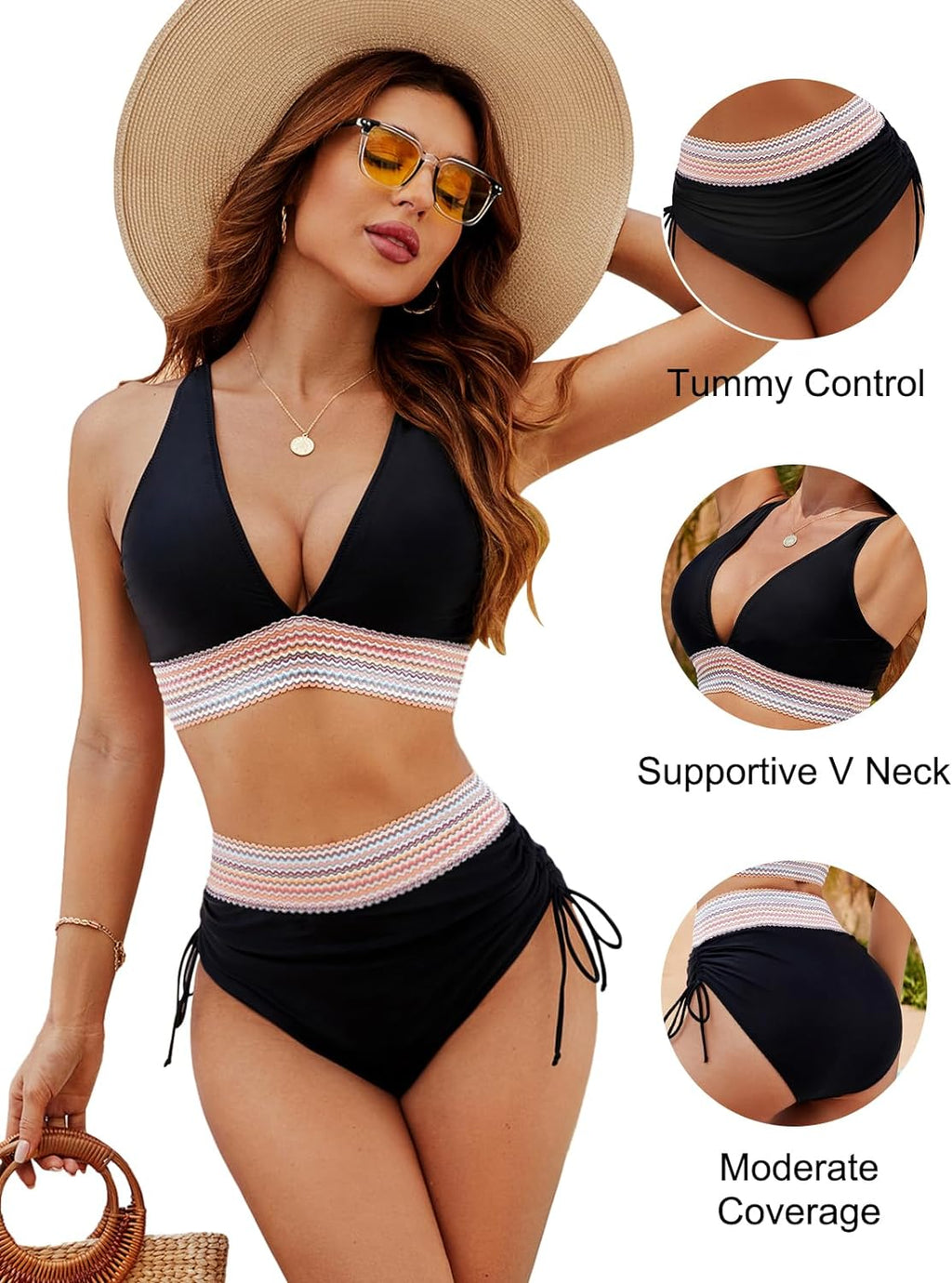 Shaping Bikini Set With High-Waisted Briefs And Push-Up Top