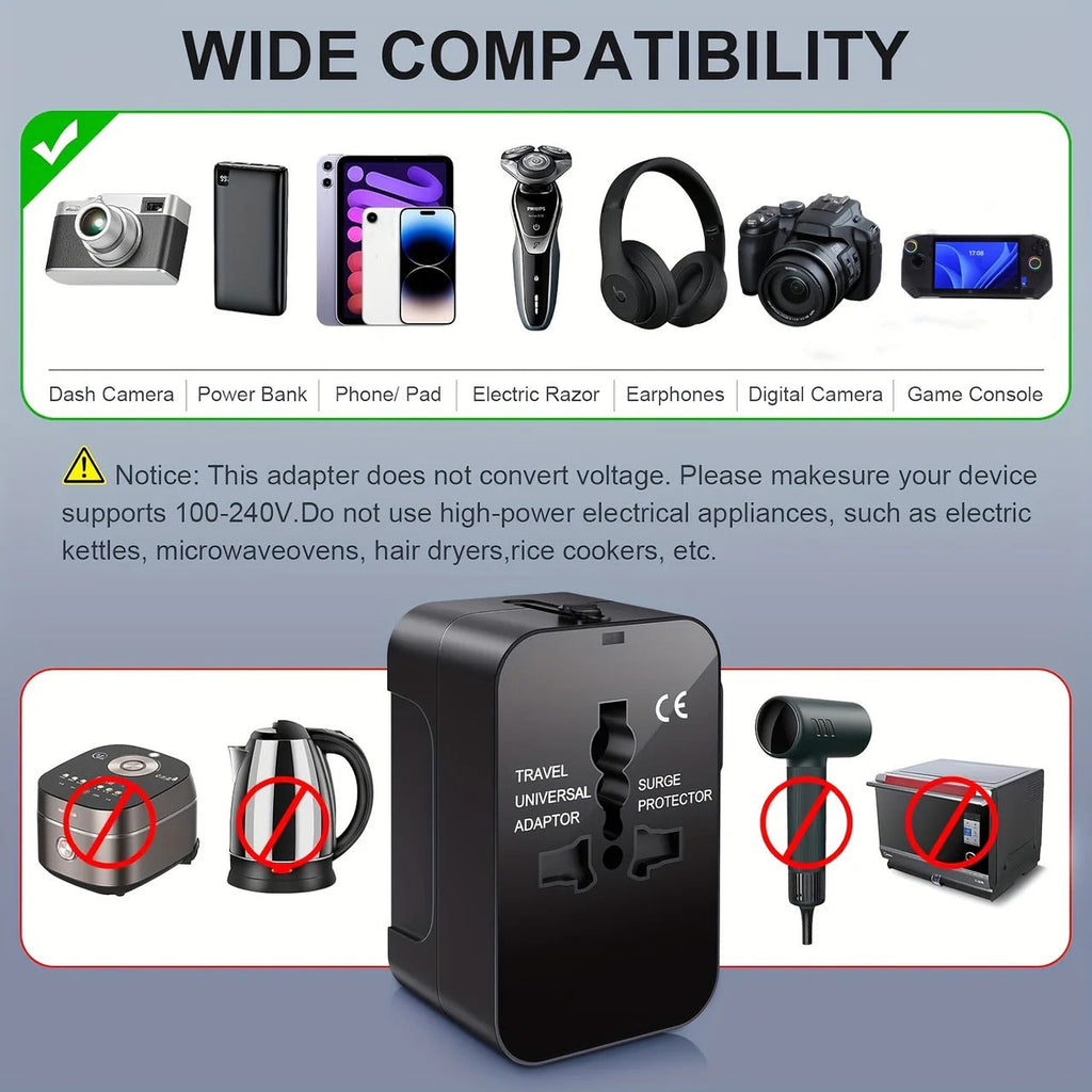 Universal Travel Adapter With USB Ports