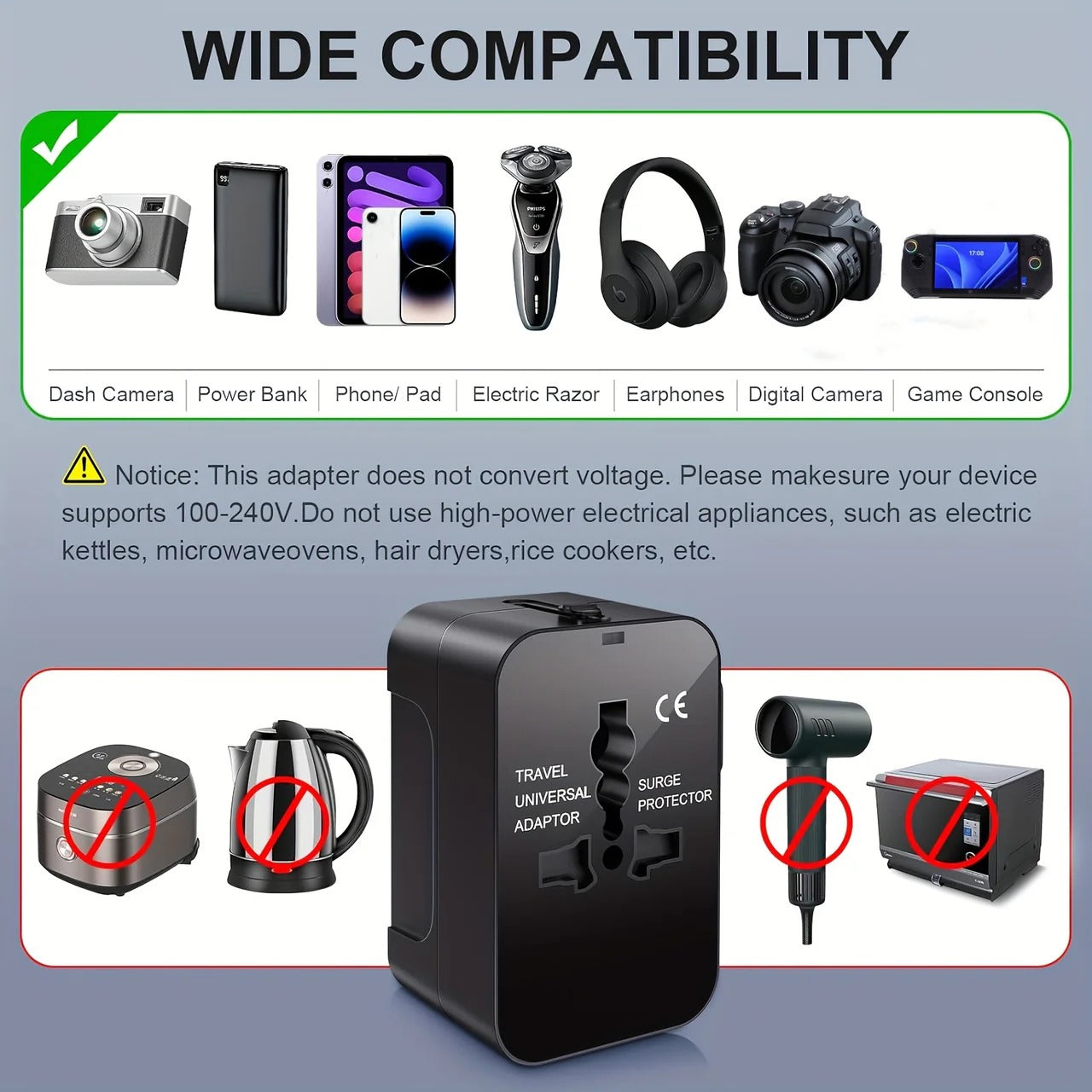 Universal Travel Adapter With USB Ports