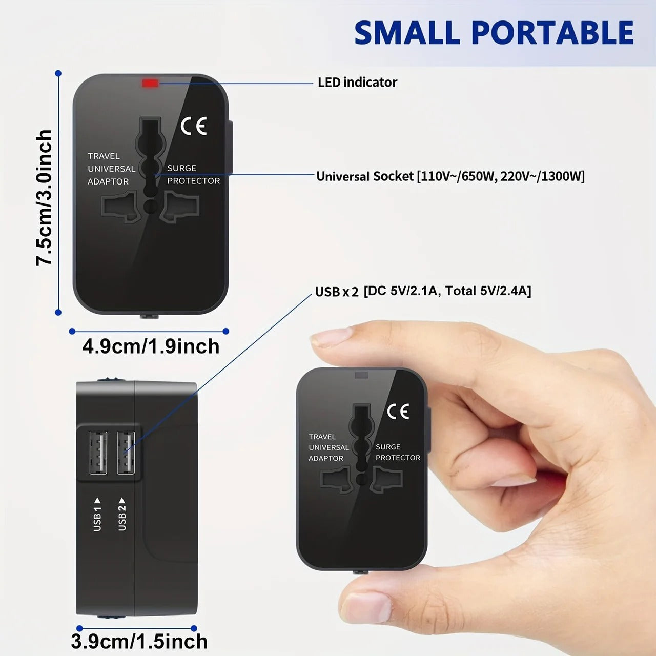 Universal Travel Adapter With USB Ports