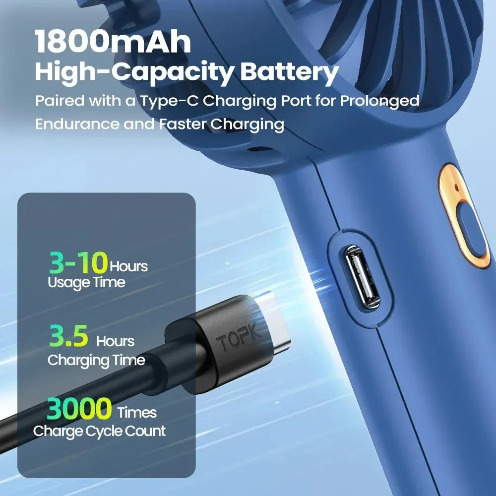1800mAh Three-Speed USB Handheld Fan