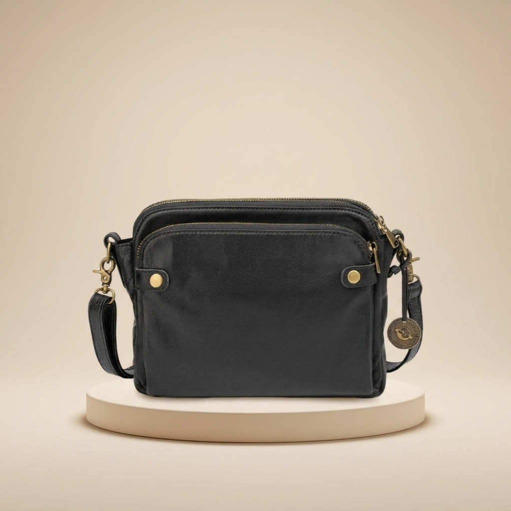 Women's Leather Crossbody Bag 3-Layer Shoulder Clutch Purse Handbag