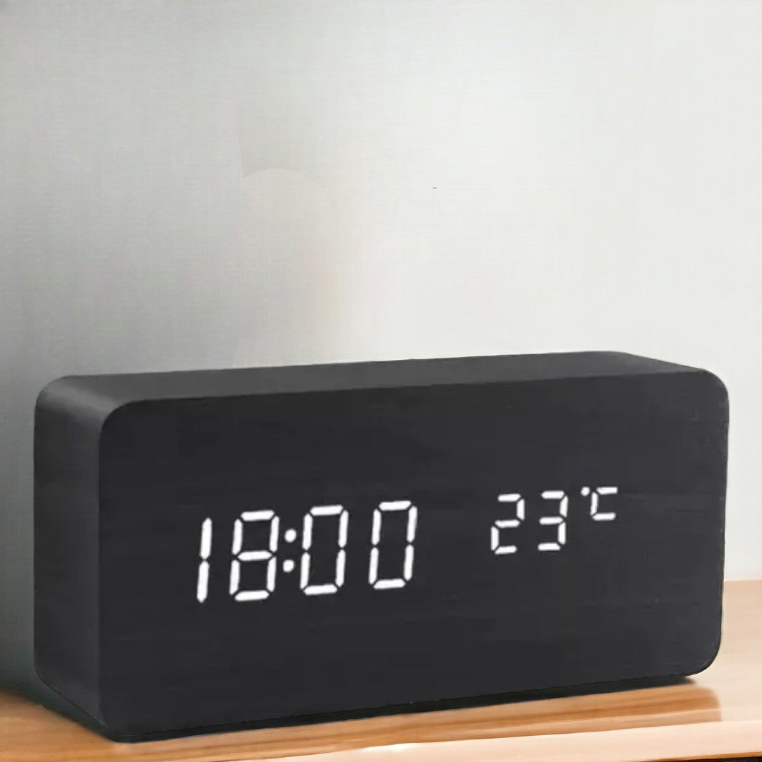 Wooden LED Clock With Voice Control
