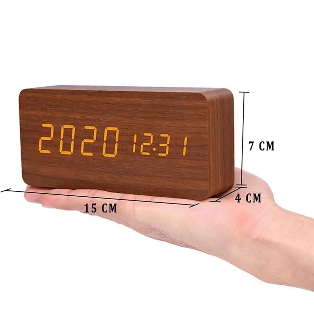 Wooden LED Clock With Voice Control