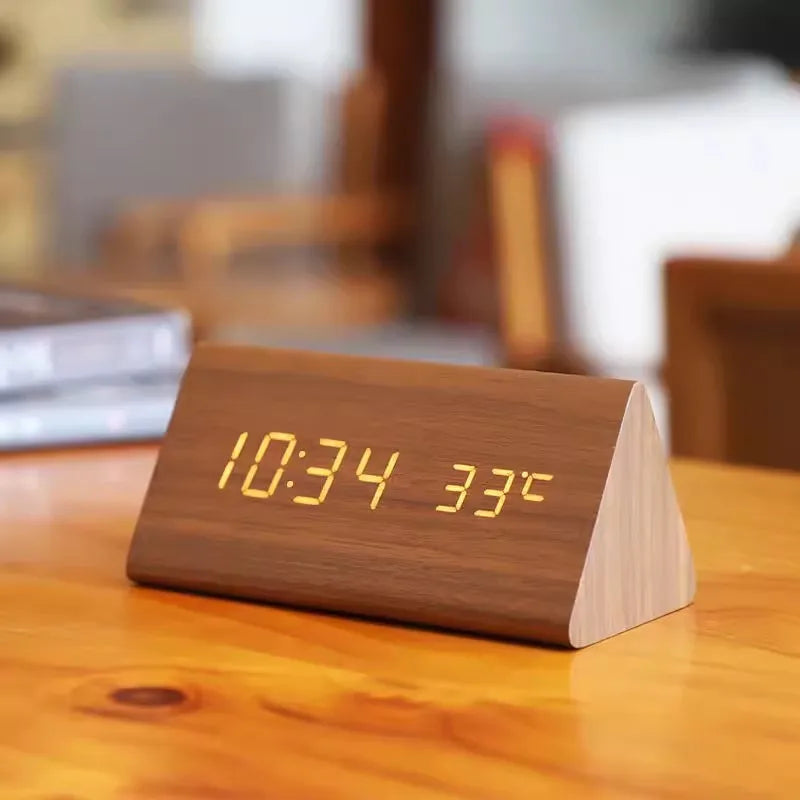 Wooden LED Clock With Voice Control