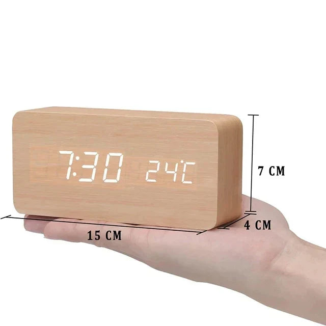 Wooden LED Clock With Voice Control
