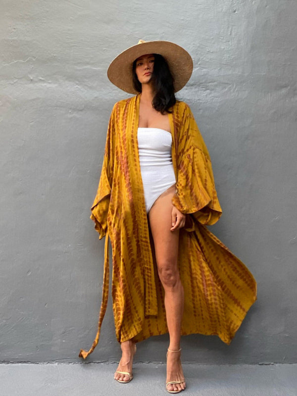 Woven Kimono With Tie Belt